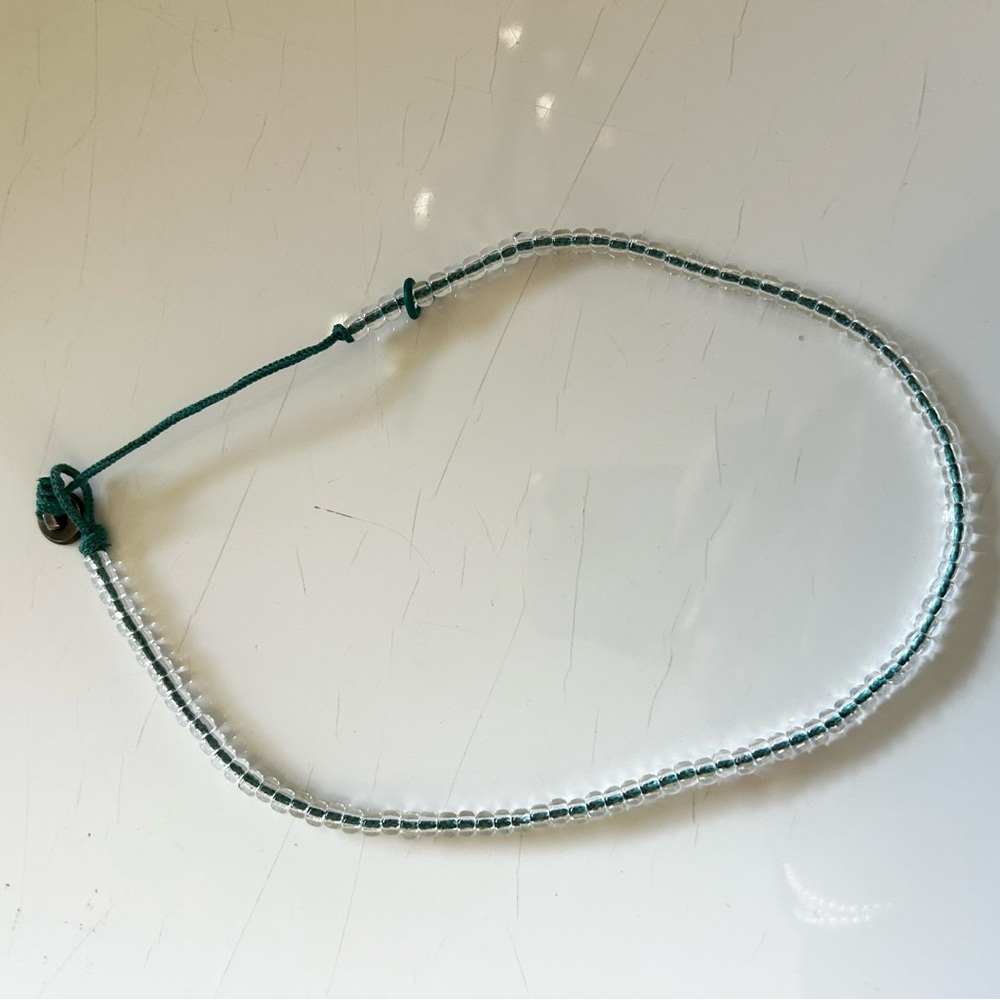 Teal and Clear Beaded Necklace